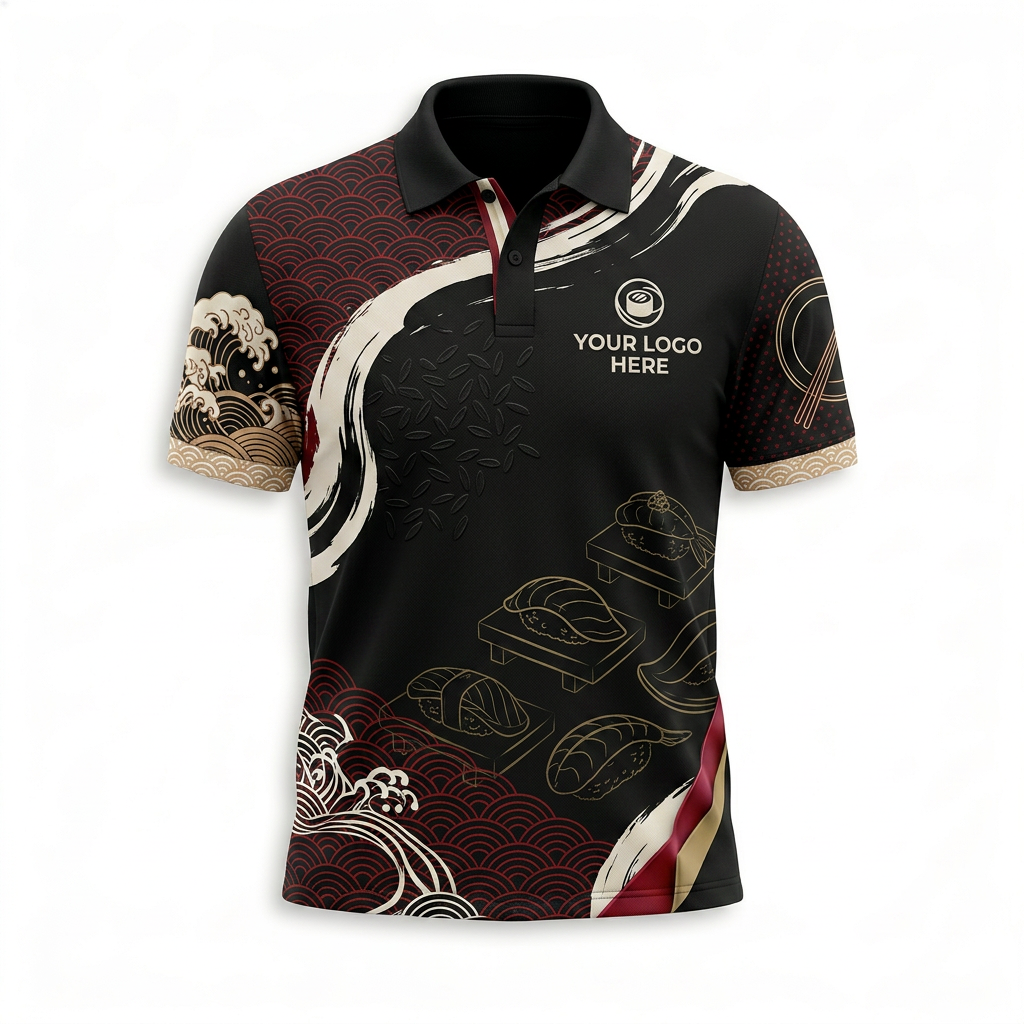 Custom Sushi Bar Japanese Restaurant Uniform Shirt - Front