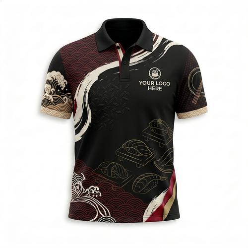 Custom Sushi Bar Japanese Restaurant Uniform Shirt - Front
