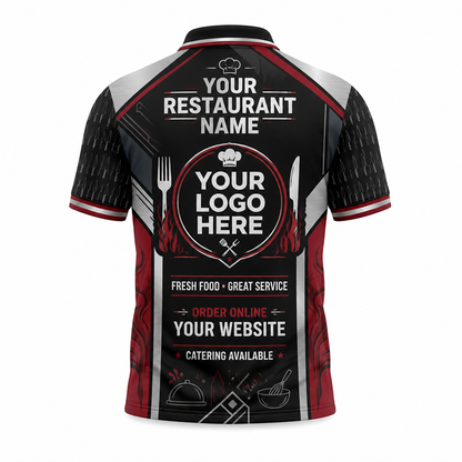 Custom Chef Knife Culinary Restaurant Uniform Shirt - Back