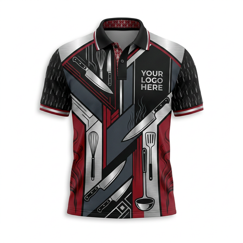 Custom Chef Knife Culinary Restaurant Uniform Shirt - Front