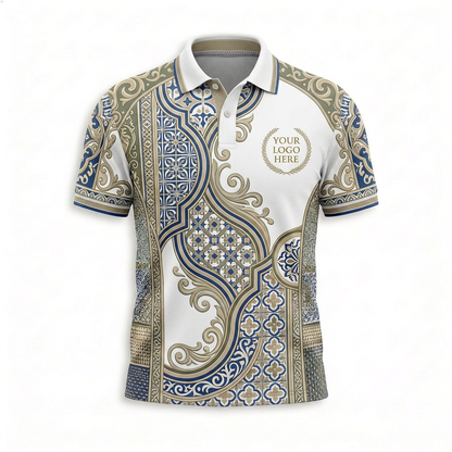 Custom Mediterranean Tile Restaurant Uniform Shirt - Front