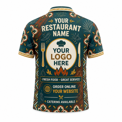 Custom Mexican Agave Cantina Restaurant Uniform Shirt - Back