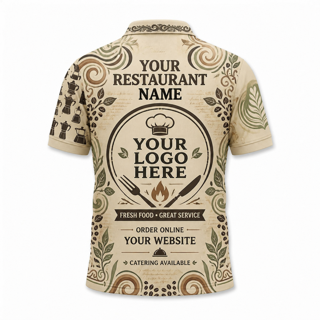 Custom Coffee Bean Cafe Restaurant Uniform Shirt - Back