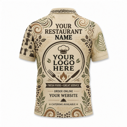 Custom Coffee Bean Cafe Restaurant Uniform Shirt - Back