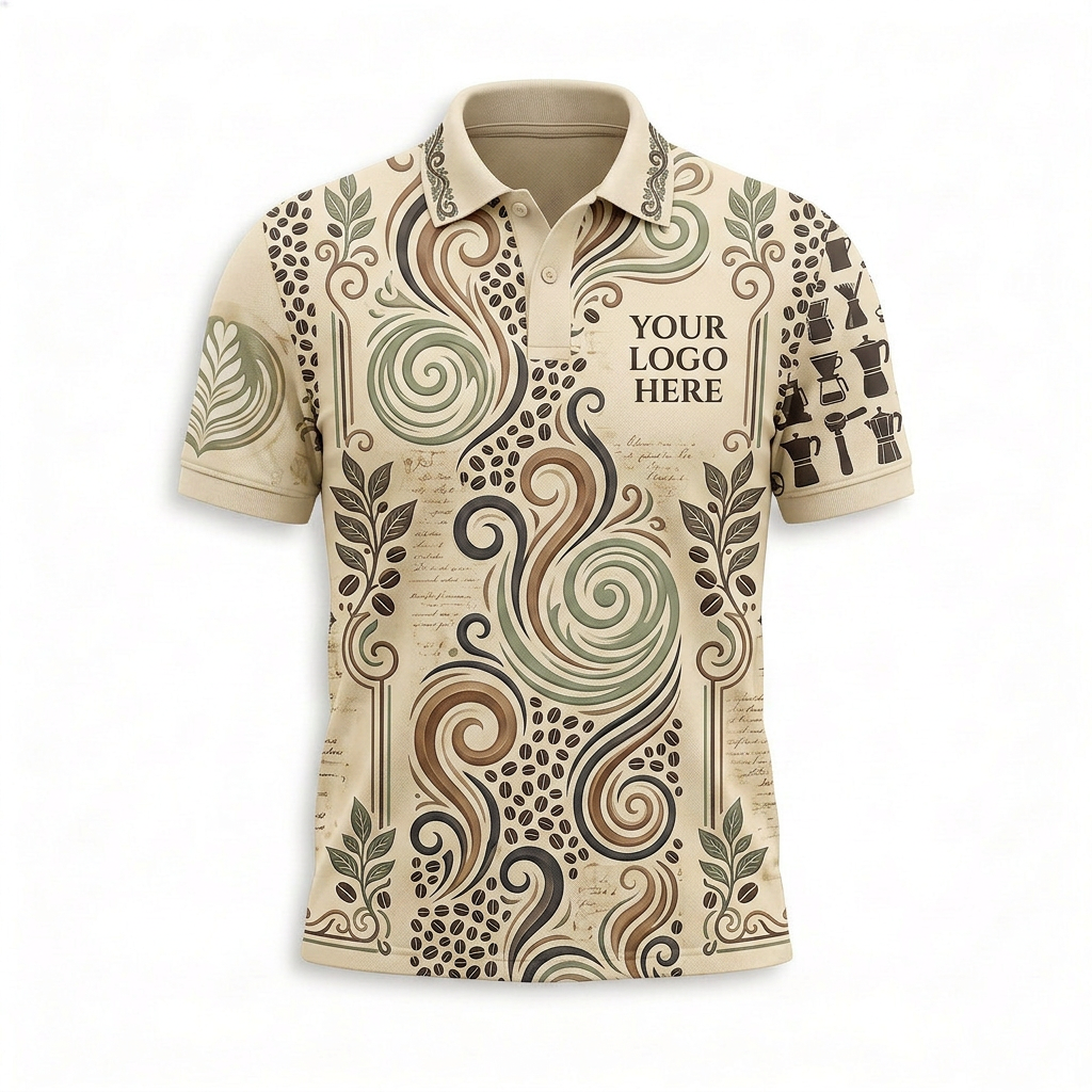 Custom Coffee Bean Cafe Restaurant Uniform Shirt - Front
