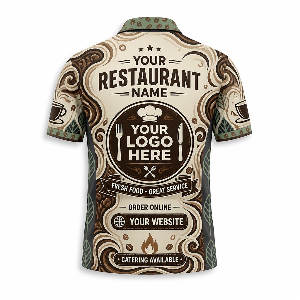 Custom Coffee House Latte Restaurant Uniform Shirt - Back