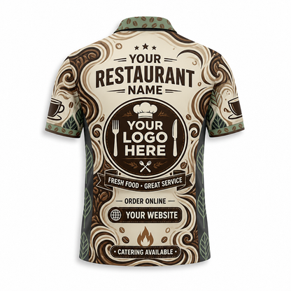 Custom Coffee House Latte Restaurant Uniform Shirt - Back