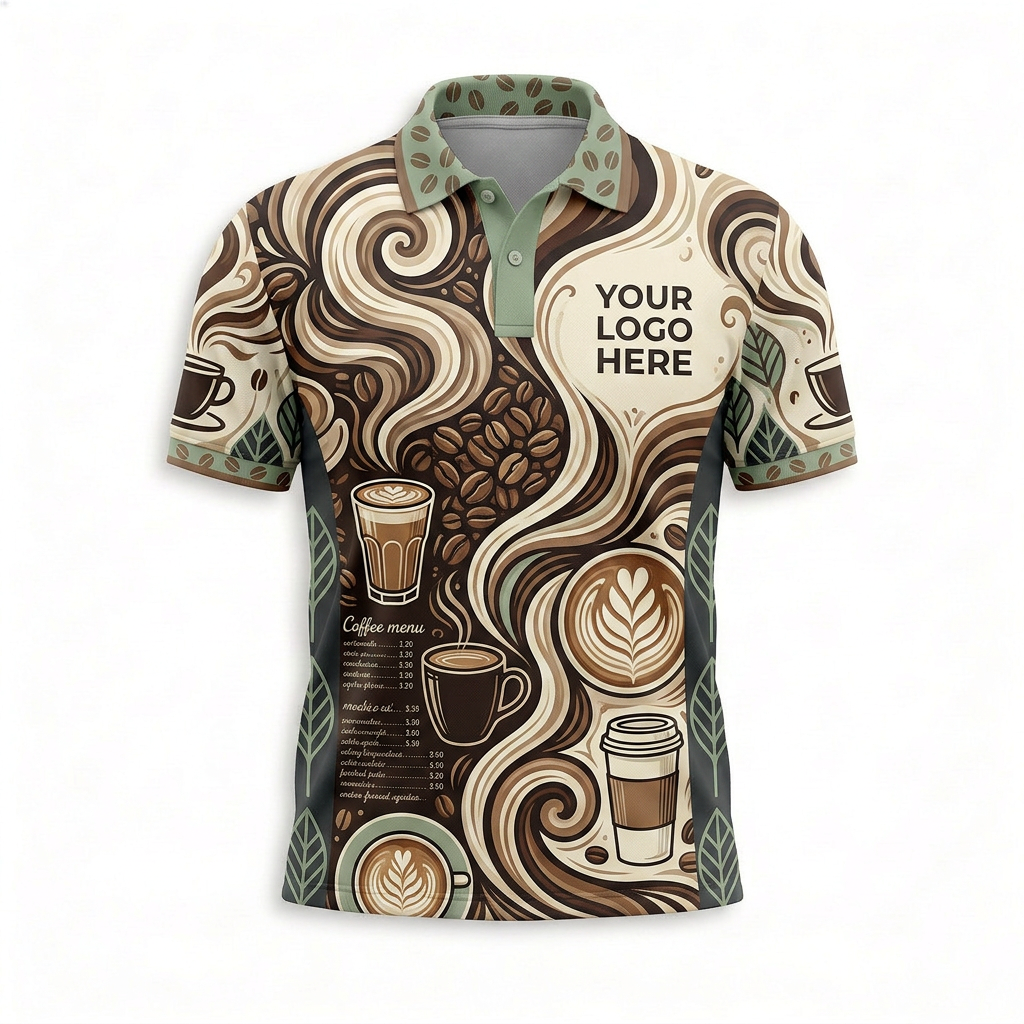 Custom Coffee House Latte Restaurant Uniform Shirt - Front