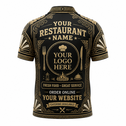 Custom Luxury Art Deco Dining Restaurant Uniform Shirt - Back