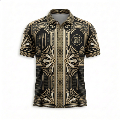 Custom Luxury Art Deco Dining Restaurant Uniform Shirt - Front