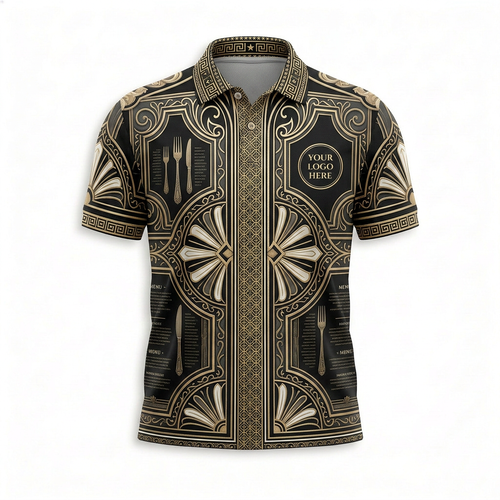 Custom Luxury Art Deco Dining Restaurant Uniform Shirt - Front