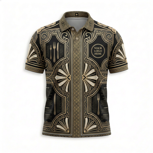 Custom Luxury Art Deco Dining Restaurant Uniform Shirt - Front