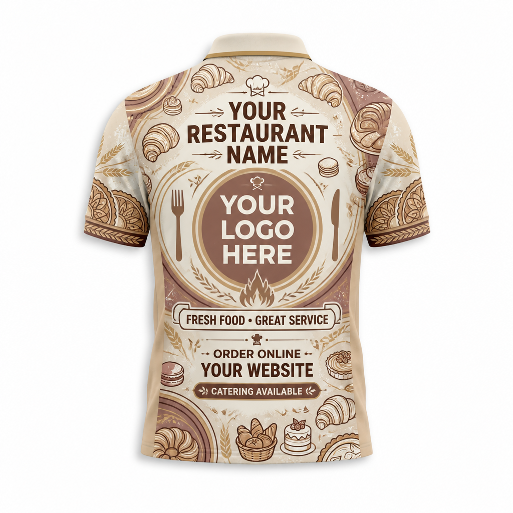 Custom Bakery Cafe Pastry Restaurant Uniform Shirt - Back