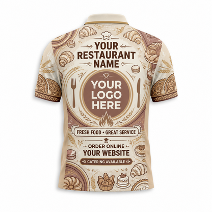 Custom Bakery Cafe Pastry Restaurant Uniform Shirt - Back