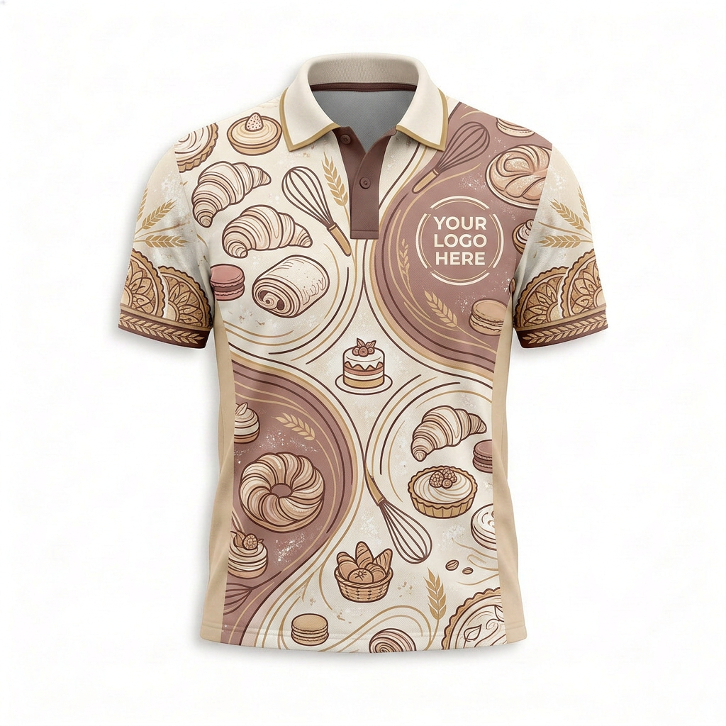 Custom Bakery Cafe Pastry Restaurant Uniform Shirt - Front