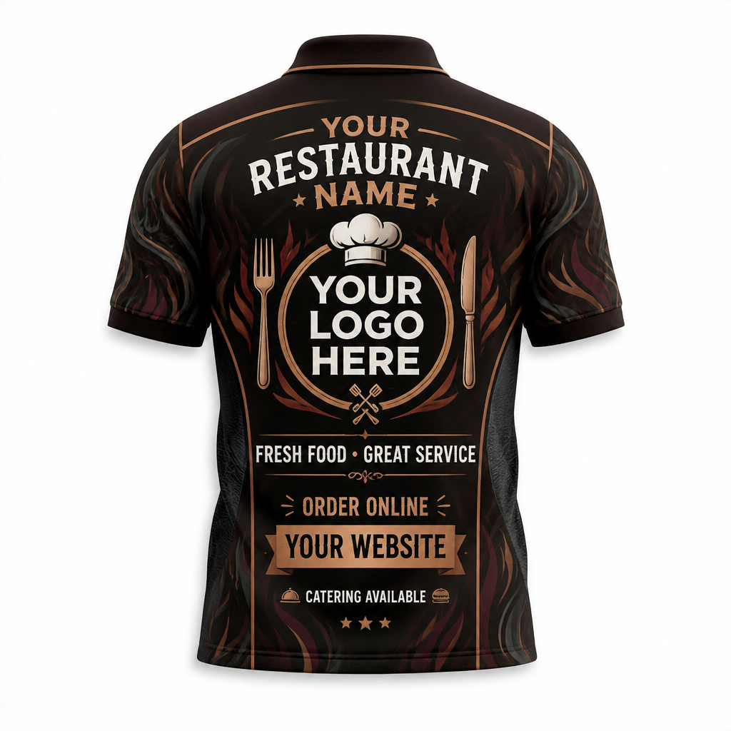 Custom BBQ Smoke Grill Restaurant Uniform Shirt - Back