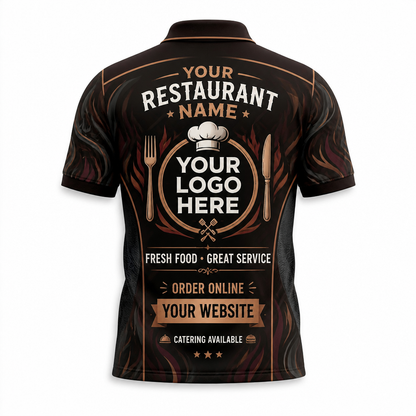 Custom BBQ Smoke Grill Restaurant Uniform Shirt - Back