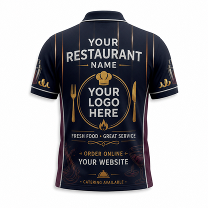 Custom Classic Cocktail Bar Restaurant Uniform Shirt - Back