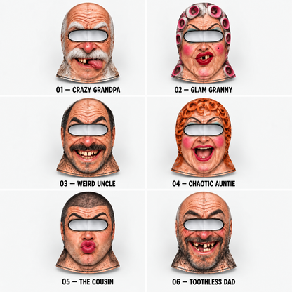 MollyTee Funny Face Crazy Group Balaclava Face Mask (12 Masks)