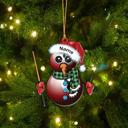 MollyTee Personalized Billiard Ball Snowman Ornament, Billiard Ball Xmas Ornament, Xmas Car Ornament Decor - image 2