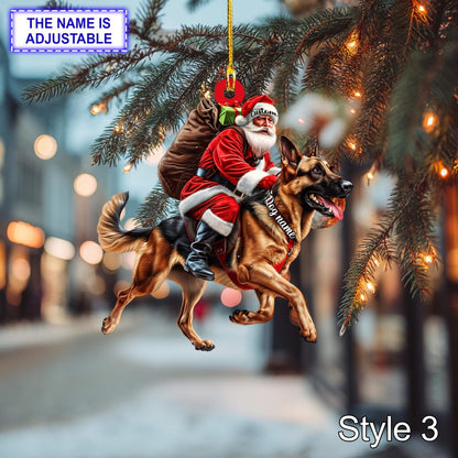 MollyTee Santa Riding German Shepherd Christmas Ornament - Funny Dog Lover Tree Hanging Decoration, Holiday Pet Gift, Custom German Shepherd Ornament 2D Flat - image 3