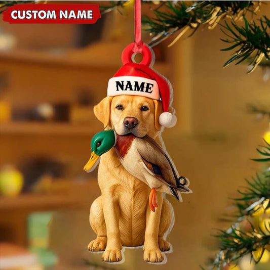 MollyTee Personalized Labrador Retriever Duck Hunting Ornament, Custom Christmas Gift for Hunters 2D Flat - image 2