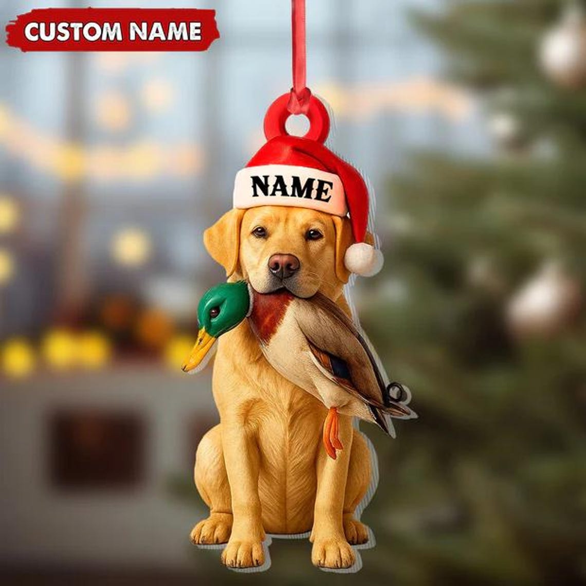 MollyTee Personalized Labrador Retriever Duck Hunting Ornament, Custom Christmas Gift for Hunters 2D Flat - image 3