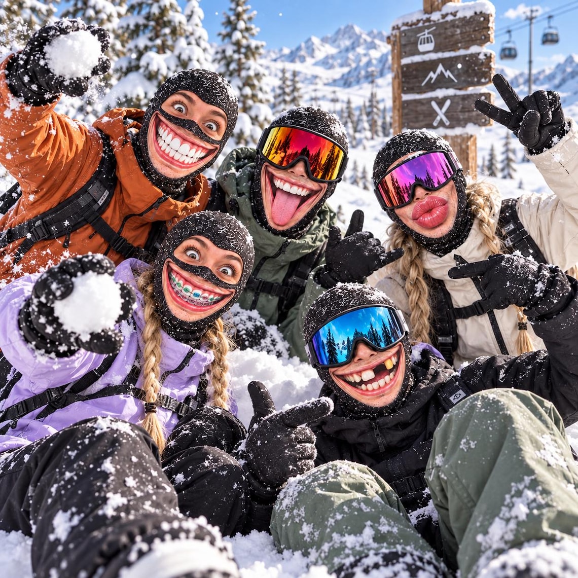 MollyTee Funny Face Ski Mask Balaclava (5 faces)