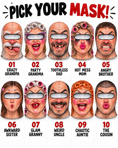 MollyTee Funny Family Photo Prop Christmas Balaclava Masks (10 Types)