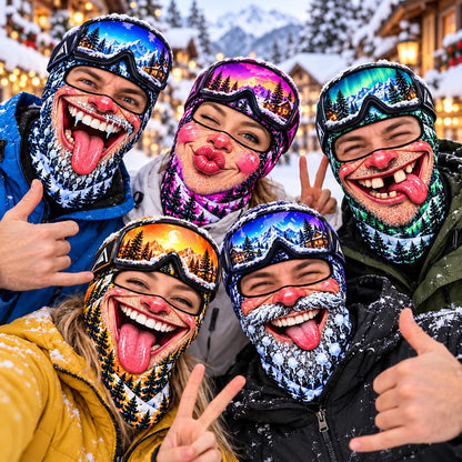 MollyTee Funny Face Ski Bestie Squad Winter Balaclava Face Mask (10 faces)