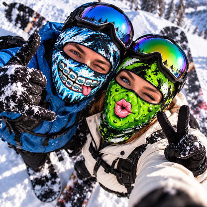 MollyTee Funny Monster Face Ski Mask Colorful Graffiti Full Face Balaclava – Snowboarding & Winter Sports Face Cover (5 animals)