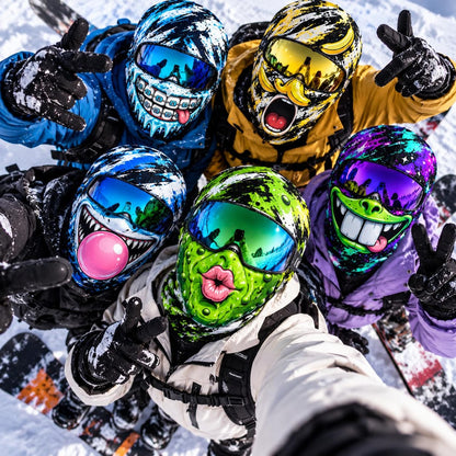 MollyTee Funny Monster Face Ski Mask Colorful Graffiti Full Face Balaclava – Snowboarding & Winter Sports Face Cover (5 animals)