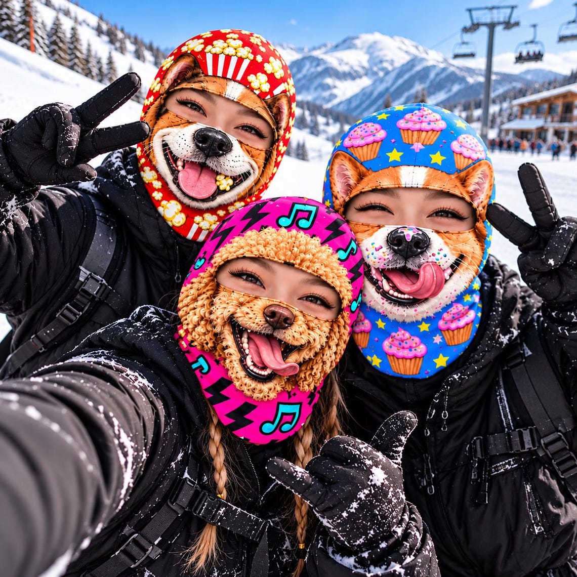 MollyTee Funny Cute Animal Face Ski Mask Colorful Cartoon Dog Cat & Bunny Full Face Balaclava (5 animals)