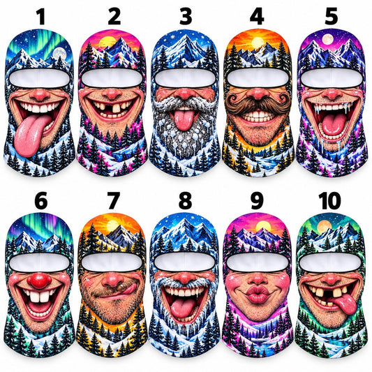MollyTee Funny Face Ski Bestie Squad Winter Balaclava Face Mask (10 faces)