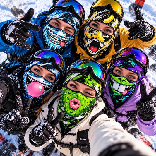 MollyTee Funny Monster Face Ski Mask Colorful Graffiti Full Face Balaclava – Snowboarding & Winter Sports Face Cover (5 animals)