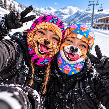 MollyTee Funny Cute Animal Face Ski Mask Colorful Cartoon Dog Cat & Bunny Full Face Balaclava (5 animals)