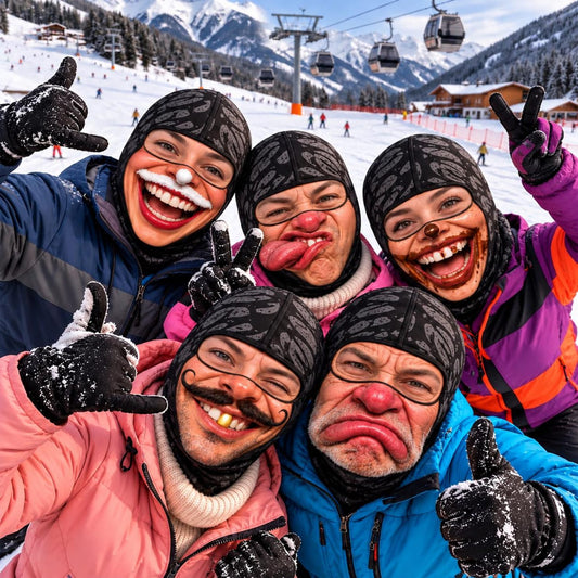 MollyTee Funny Ugly Face Ski Mask Crazy Tongue Big Lips Mustache Grumpy & Hilarious Facial Expressions Full Face Balaclava (5 faces)