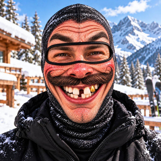MollyTee Funny Gap-Tooth Grin 3D-Print Balaclava – Mustache & Clean-Shaven