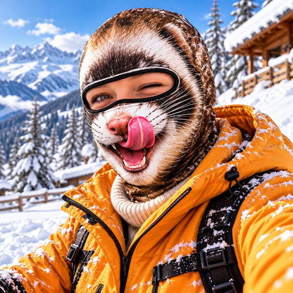 MollyTee Funny Animal Face Ski Mask Donkey Hippo Rabbit & Sloth Crazy Smiling Full Face Balaclava (5 faces)