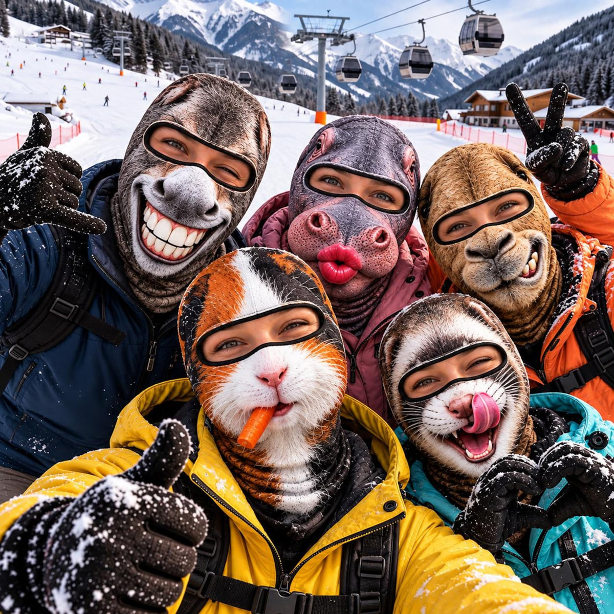 MollyTee Funny Animal Face 3D Print Balaclava Ski Mask (5 faces)