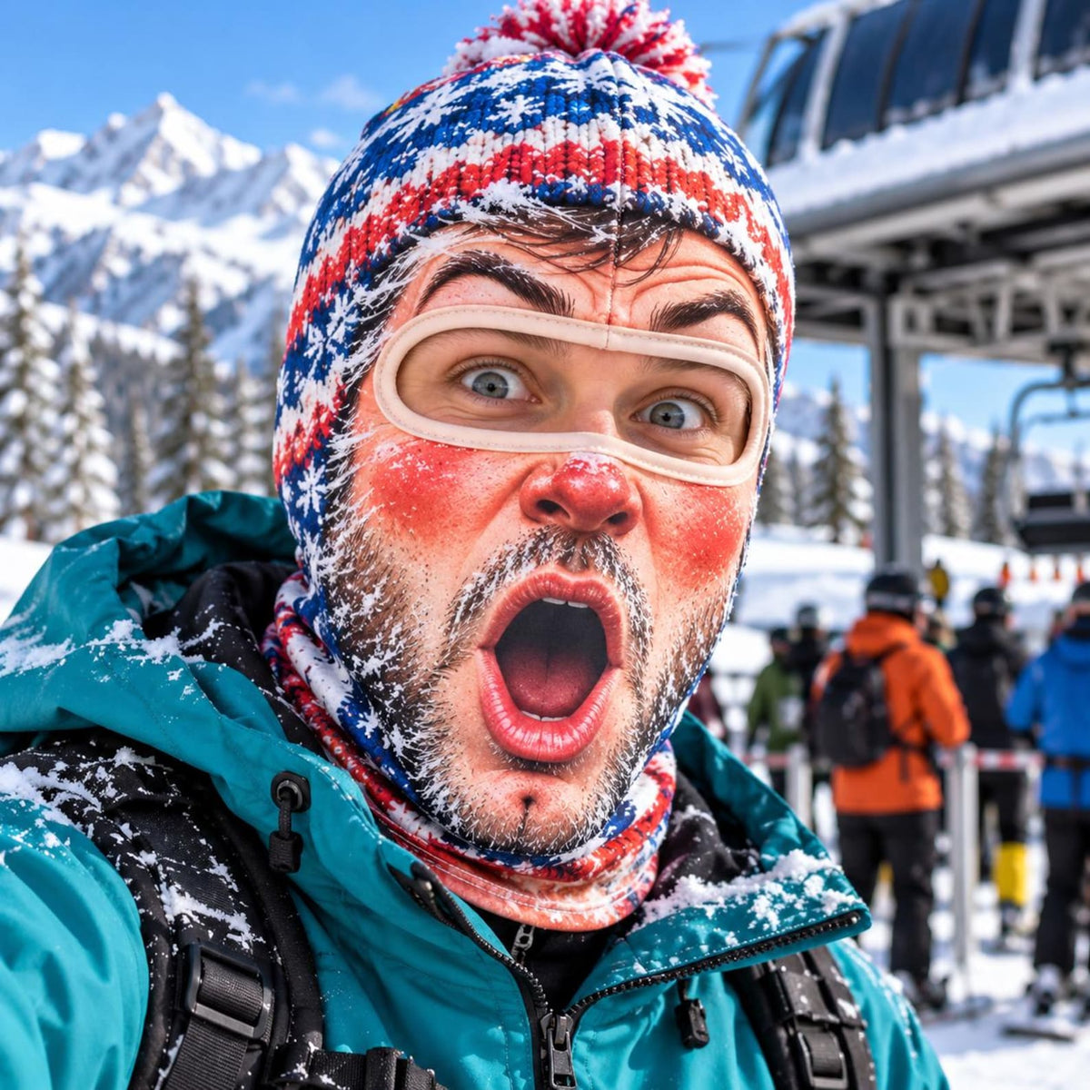 MollyTee Funny Vintage Old Man Face Ski Mask Big Mustache Sailor Beard & Shocked Expressions Full Face Balaclava