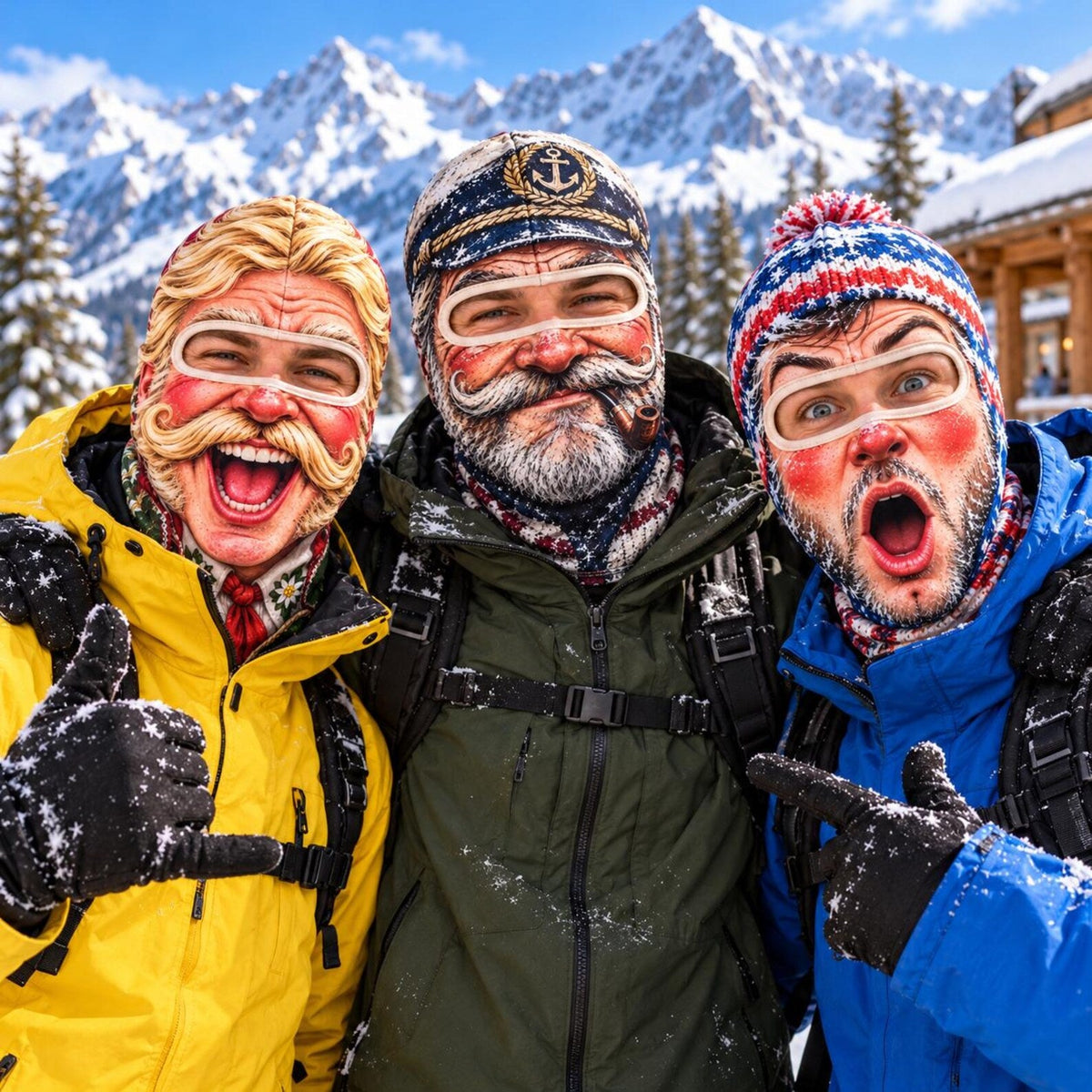 MollyTee Funny Vintage Old Man Face Ski Mask Big Mustache Sailor Beard & Shocked Expressions Full Face Balaclava