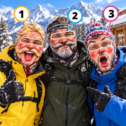 MollyTee Funny Vintage Old Man Face Ski Mask Big Mustache Sailor Beard & Shocked Expressions Full Face Balaclava