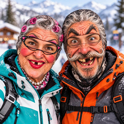 MollyTee Funny Ugly Face Ski Mask Crazy Old Man Missing Teeth Mustache Grandma Clown & Pirate Expressions Full Face Balaclava (10 faces)
