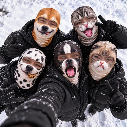 MollyTee Funny Cute Dalmatian Dog & Grumpy Cat Face Ski Mask Realistic Animal Print Full Face Balaclava (5 faces)