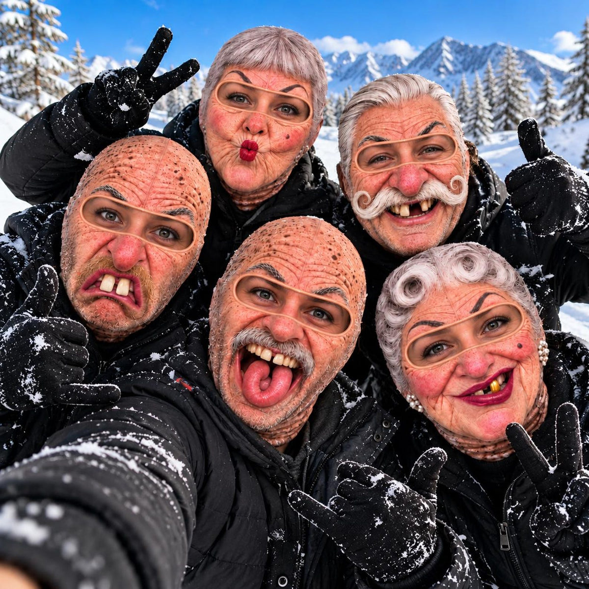 MollyTee Funny Grandpa Grandma Motobiker Ski Face Balaclava (5 faces)