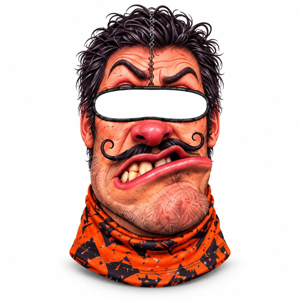 MollyTee Funny Ugly Face Ski Mask Crazy Missing Teeth Big Lips Curly Mustache Grumpy Grandma & Tongue Out Expressions Full Face Balaclava (10 faces)