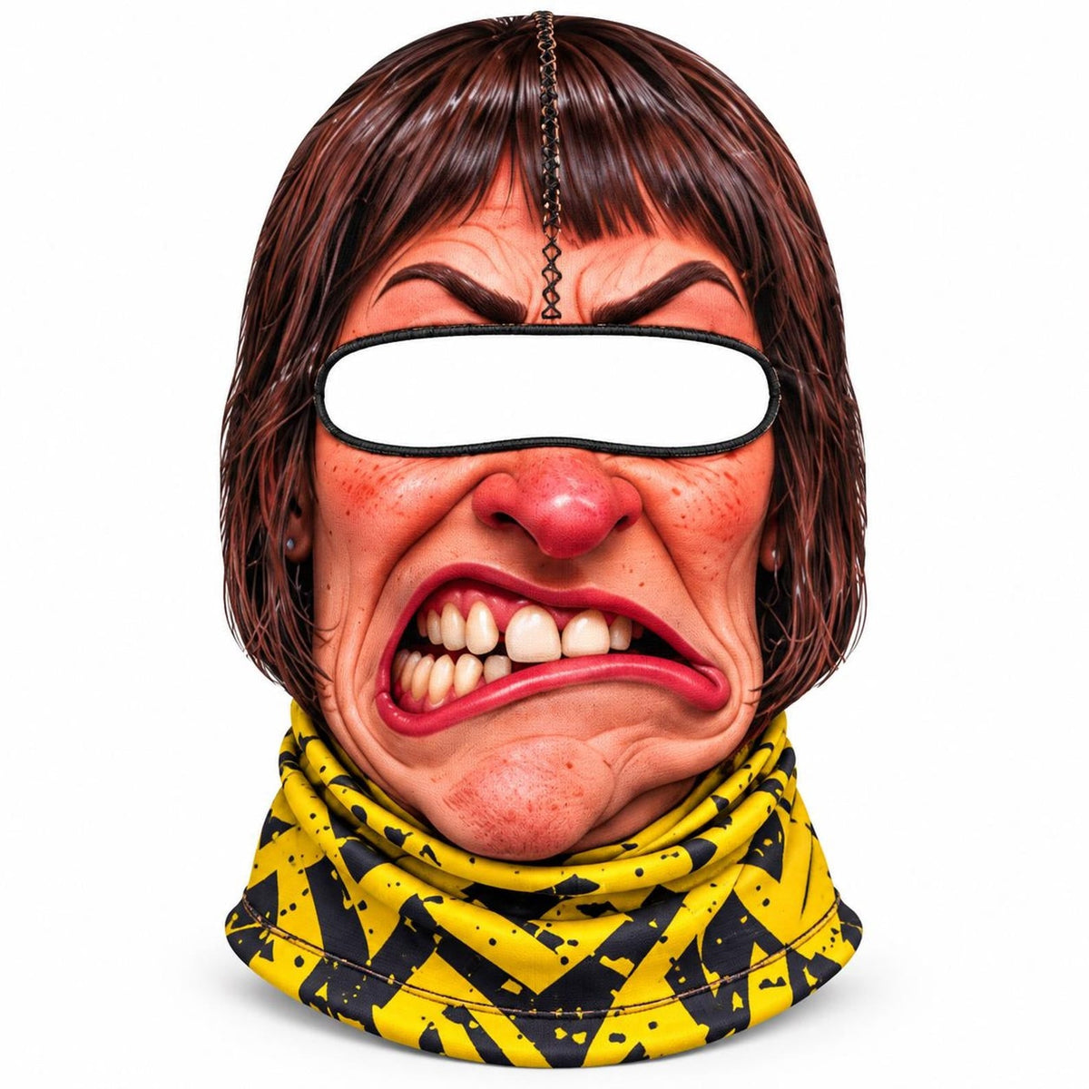 MollyTee Funny Ugly Face Ski Mask Crazy Missing Teeth Big Lips Curly Mustache Grumpy Grandma & Tongue Out Expressions Full Face Balaclava (10 faces)