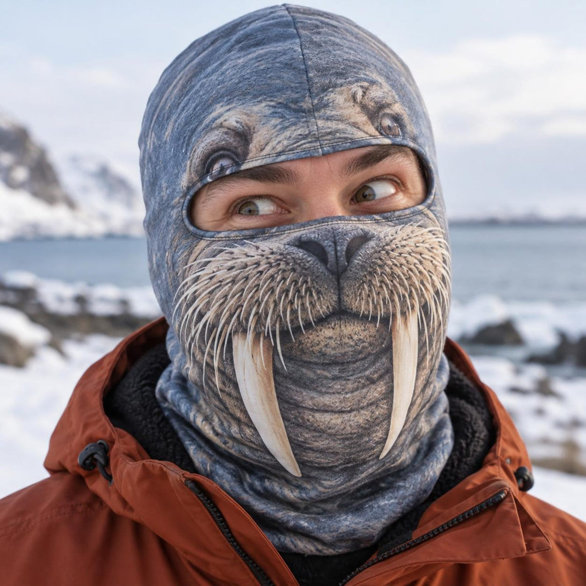 MollyTee Funny Animal Face Ski Mask Sloth Llama Frog Owl Walrus & Chameleon Cartoon Full Face Balaclava (10 animals)