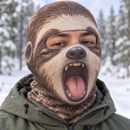 MollyTee Funny Animal Face Ski Mask Sloth Llama Frog Owl Walrus & Chameleon Cartoon Full Face Balaclava (10 animals)